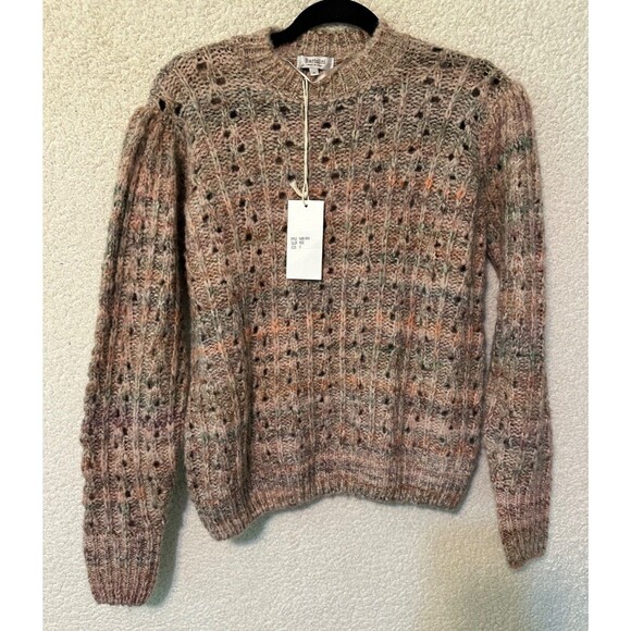 Women's BARTOLINI Made in Italy Pink Gray Wool Blend Loose Knit Sweater Size S - Picture 6 of 11